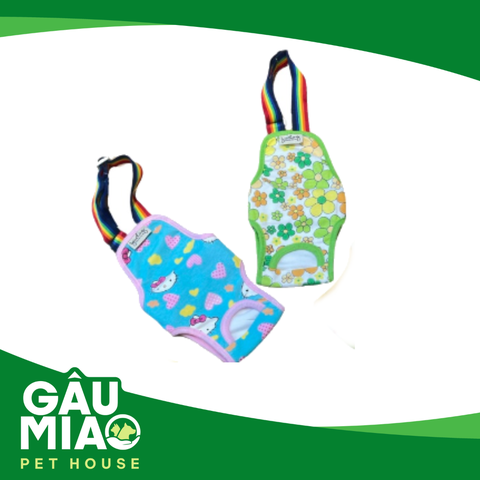 Quần chip có dây cho chó/mèo cái-Hoa xanh