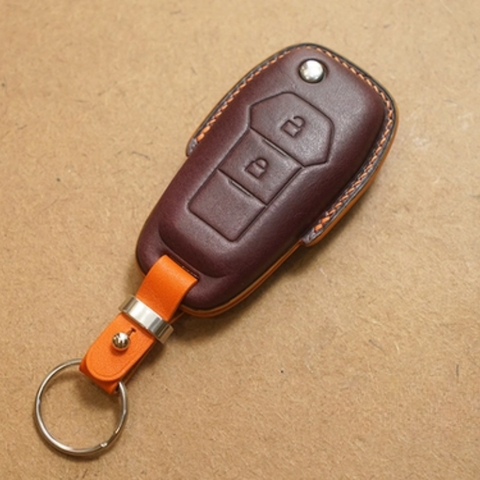 Bao da chìa khóa ô tô Ford - K2 - 2 nút - Cover - Dòng da Vachetta mix