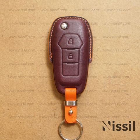 Bao da chìa khóa ô tô Ford - K2 - 2 nút - Cover - Dòng da Vachetta mix