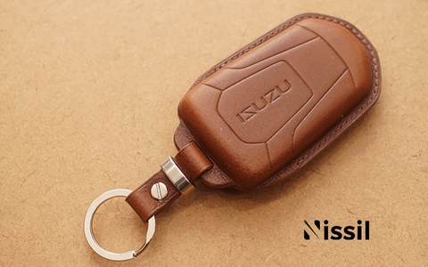 Bao da chìa khoá ô tô Isuzu - 3 nút - Dòng da bò Vachetta