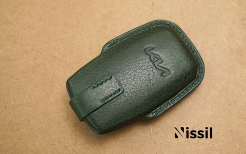 Bao da chìa khoá ô tô KIA Seltos - 4 nút - Cúc bấm - Da bò Vachetta