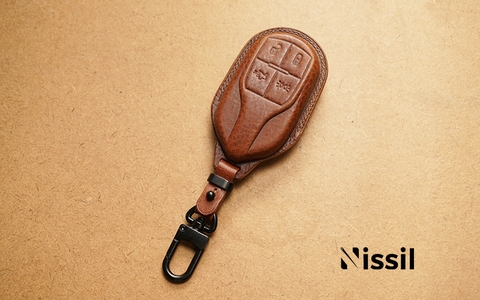 Bao da chìa khoá ô tô Maserati - 4 nút - Dòng da bò Vachetta