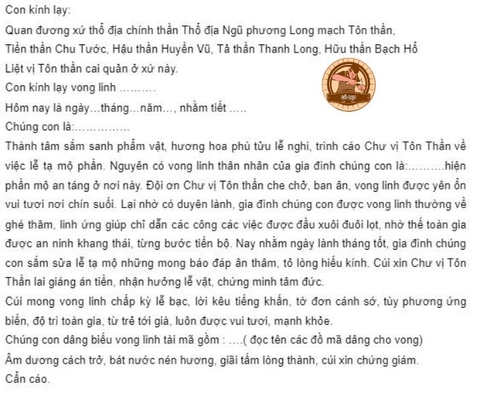 Văn khấn sửa mộ và xây mộ chuẩn phong thủy tâm linh 2024