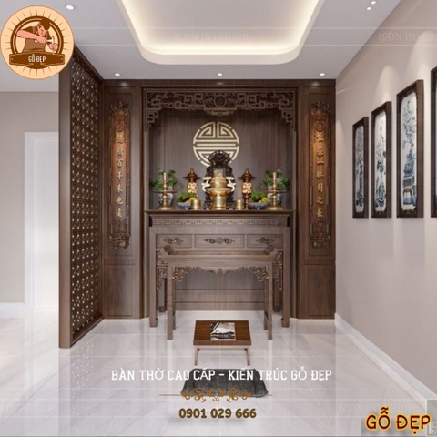 Những Lưu Ý Thiết kế phòng thờ gỗ Hương Chuẩn Phong Thủy