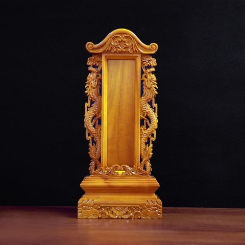 Bài Vị Gỗ Long Não Viền Khắc Hình Rồng 06