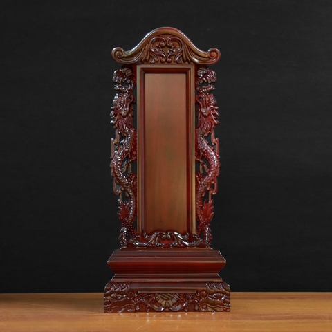 Bài Vị Gỗ Long Não Màu Nâu Khắc Rồng 04