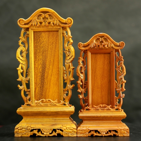 Bài Vị Gỗ Long Não Viền Khắc Hình Phụng 05