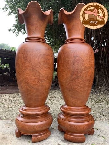 Cặp Lục Bình Gỗ - LB03 -Tự Nhiên - Nguyên Khối Tuyệt Đẹp