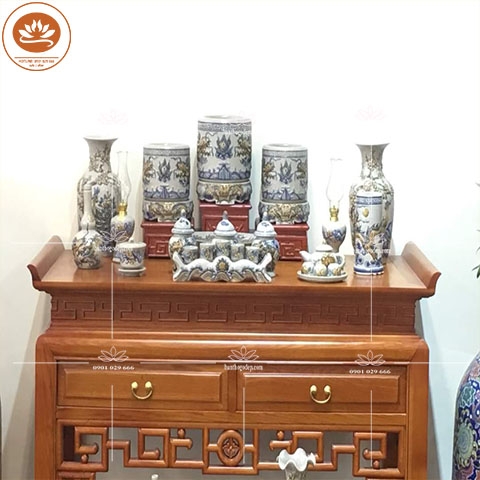 Trọn Bộ Đồ Thờ - Gốm Sứ Bát Tràng GS 06 - Đường Nét Tinh Xảo