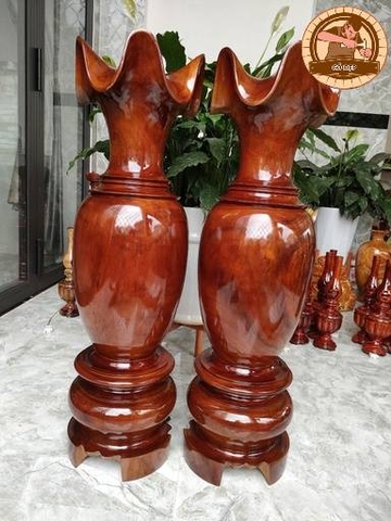 Cặp Lục Bình Gỗ - LB06 -Gỗ Nguyên Khối - Sang Trọng