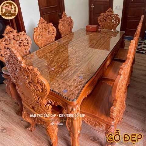 Bàn Ghế Ăn Gỗ Gõ Tự Nhiên BT 256