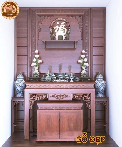 Bàn Thờ Phật Và Gia Tiên 2 Tầng BT51