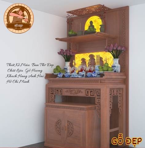 Bàn Thờ Gỗ Hương Đẹp BT 339 - 100% Gỗ Tự Nhiên