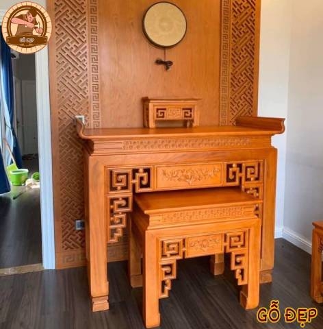 Bàn Thờ Cao Cấp Gỗ Gõ BT 055 - Tinh tế đến từng chi tiết