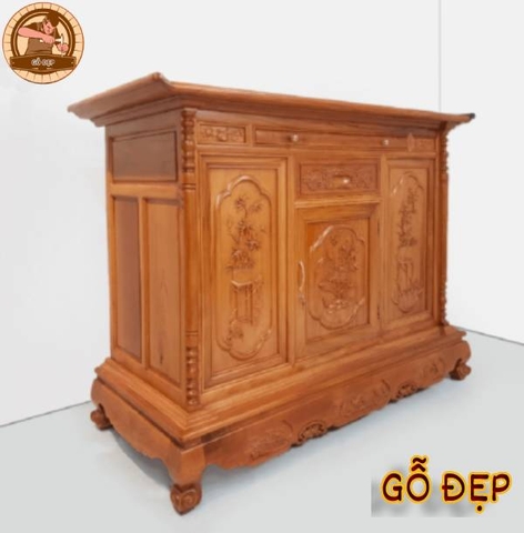 Tủ Thờ Gỗ Gõ BT 638 - Thu Vận Khí Và Hút Tài Lộc