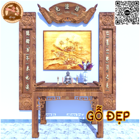 Bộ Hoành Phi - Câu Đối - Gỗ Đẹp - Nghệ Thuật Điêu Khắc