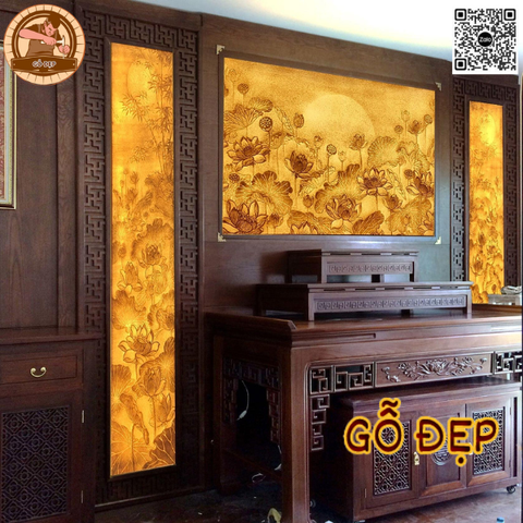 Mẫu tranh trúc chỉ họa tiết đầm sen - TC 38