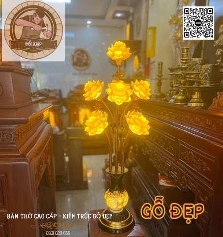 Đèn Thờ Lưu Ly 9 Bông Sen Nhỏ Gọn Và Đẹp Mắt - Trang Trọng