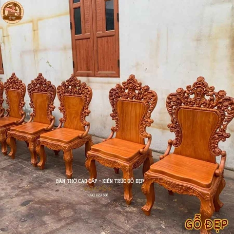 Mẫu Ghế Gỗ Nguyên Khối Louis Gỗ Gõ Đỏ G 245