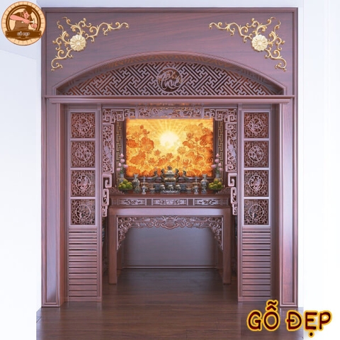 Mẫu Phòng Thờ Cửa Vòng  Vách Ngăn CV01
