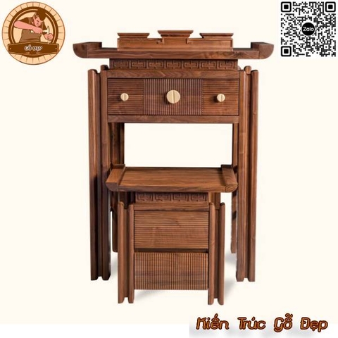 Mẫu Bàn Thờ Gỗ Óc Chó BT 3376 - Thiết Kế Cao Cấp