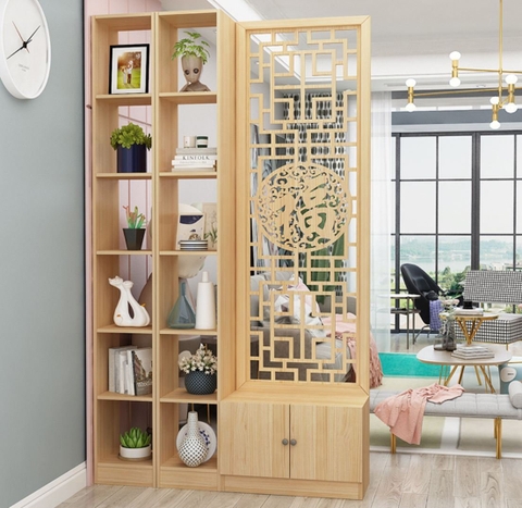 Vách Chữ Phúc Kết Hợp 2 Bên Kệ-22 - Xưởng Gỗ Đẹp