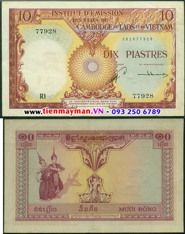 10 Piastres múa Miên 1953 chữ ký 1 P-96a