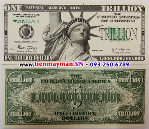 Tiền 1000 TỶ DOLLAR MỸ lưu niệm