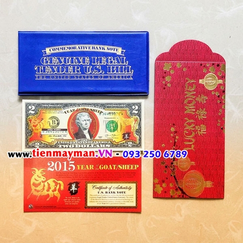 2 USD hình con Dê mạ vàng 2015