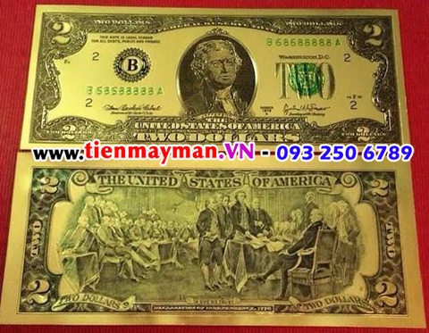 Tiền 2 USD Mạ Vàng Plastic Seri 68688686