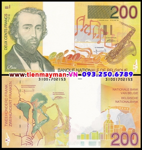 Belgium - Bỉ 200 Francs 1995 UNC