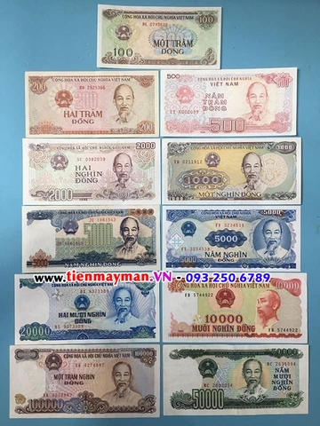 Bộ Tiền Cotton Việt Nam 11 tờ từ 100 đồng -> 100.000 đồng