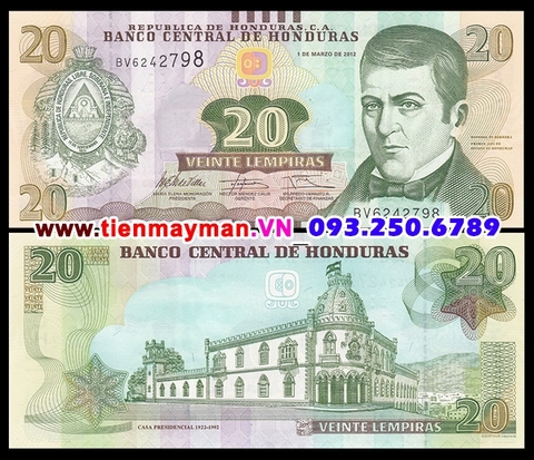 Honduras 20 Lempiras 2008 UNC polymer