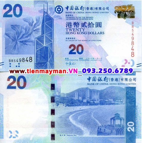 Hong Kong 20 Dollars 2010 UNC Bank of China