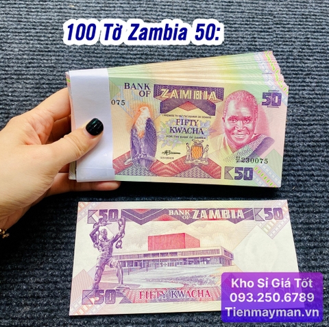 100 Tờ Tiền Zambia 50 Kwacha