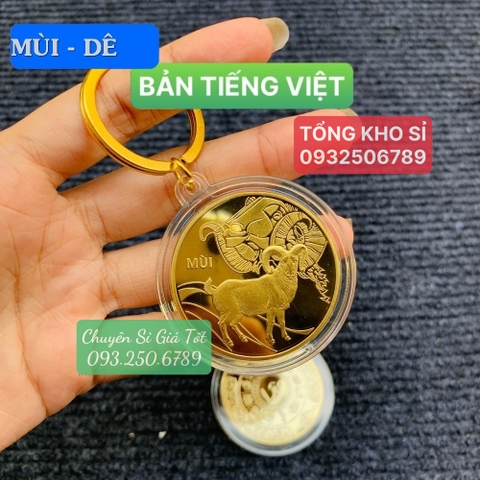 Móc khóa đồng xu con Dê cho người tuổi Mùi