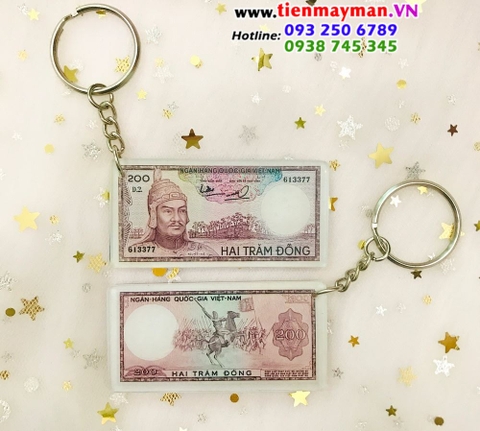 MÓC KHÓA HÌNH TIỀN XƯA - Tờ tiền 200 đồng Quang Trung Nguyễn Huệ