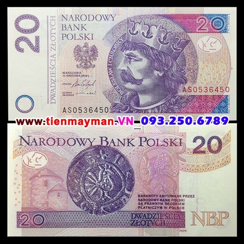 Poland -Ba Lan 20 Zlotych 2016 UNC