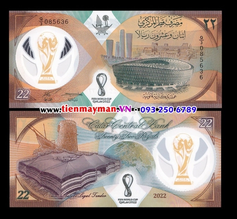 Qatar 22 Riyals 2022 UNC Polymer - Kỷ niệm World Cup 2022