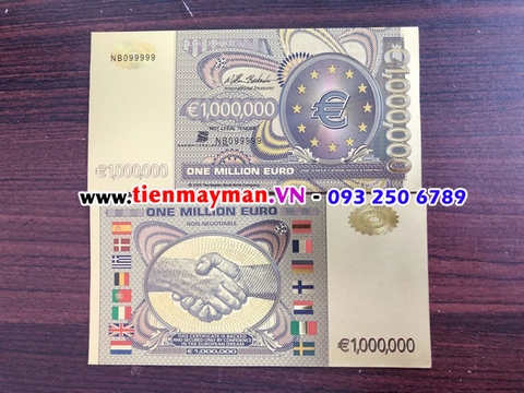 Tiền 1 Triệu Euro mạ vàng plastic 9999999