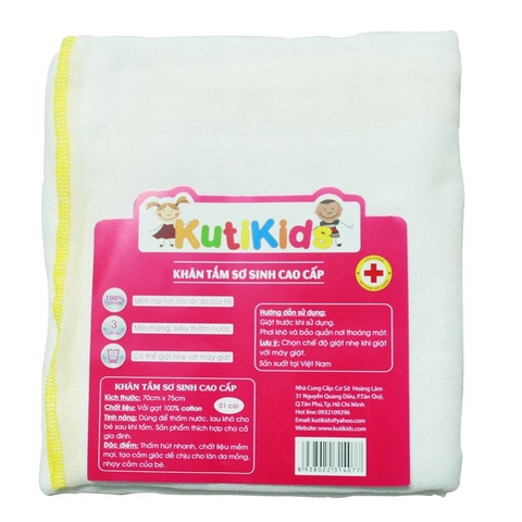 Khăn Tắm 3 Lớp Cao Cấp Kutikids Hồng