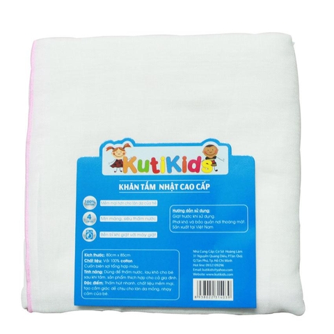 Khăn Tắm 4 Lớp Gạc Nhật Cao Cấp Kutikids Xanh