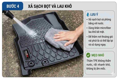 Cách Vệ Sinh Thảm Lót Sàn Ô Tô TPE Sạch Như Mới Trong 10 Phút