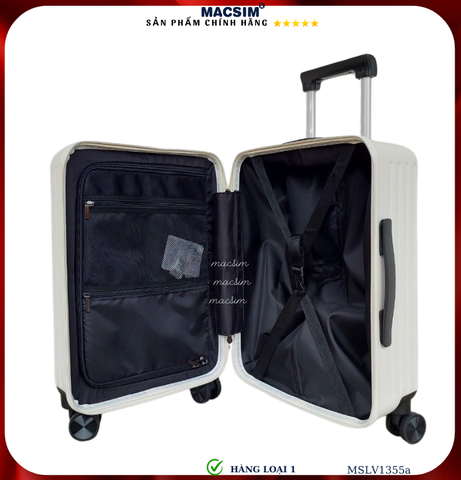 Vali cao cấp Macsim SMLV1355a cỡ 20 inch màu trắng - Hàng loại 1