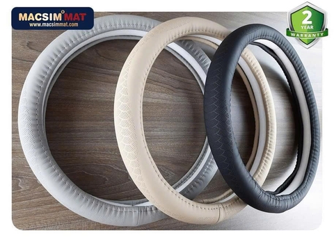 Bọc Vô Lăng Ô Tô MG RX5 MACSIM – 8912 – Da thật màu ghi. lõi silicon