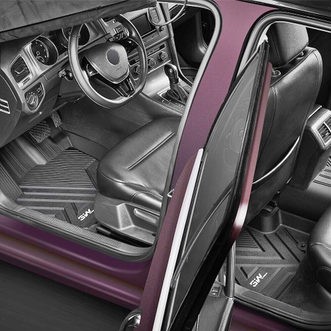 Thảm lót sàn xe ô tô  VOLKSWAGEN TOUAREG 2019+ Nhãn hiệu Macsim 3W chất liệu nhựa TPE đúc khuôn cao cấp - màu đen