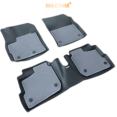 Thảm sd3 dạng lưới lục giác 2 lớp Mitsubishi Mirage (màu ghi)  bề mặt cao su siêu sạch nhãn hiệu Macsim