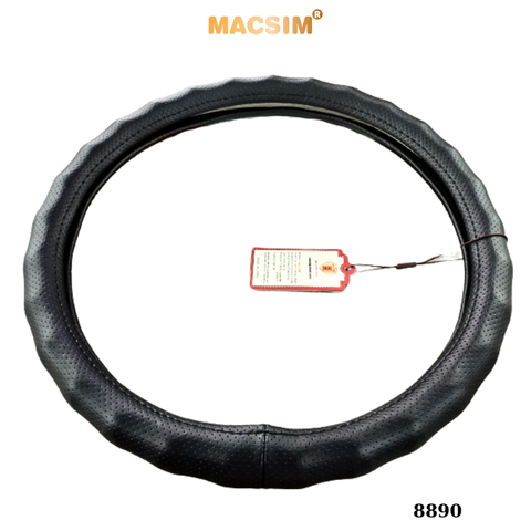 Bọc Vô Lăng Ô Tô Kia Morning MACSIM – 8890 đen chỉ đỏ – Da thật 100%. size M
