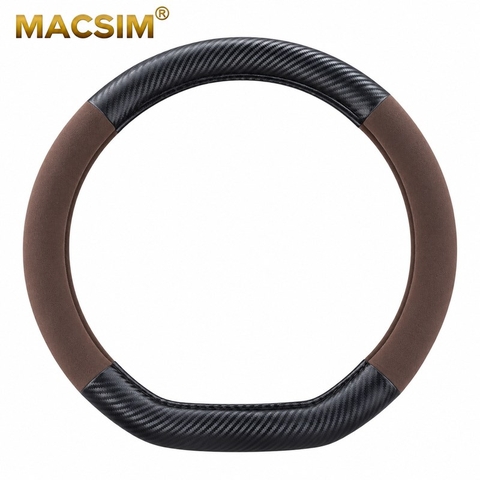 Bọc Vô Lăng Ô Tô BYD Dolphin MACSIM – 8771 coffee – Da lộn + carbon