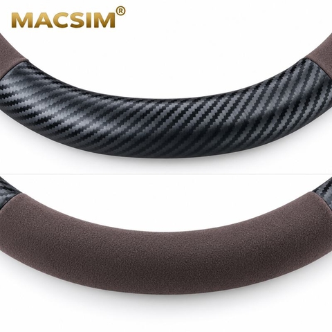 Bọc Vô Lăng Ô Tô BYD Dolphin MACSIM – 8771 coffee – Da lộn + carbon